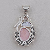 Pink Opal Silver Pendant Sets