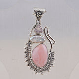Pink Opal Silver Pendant Sets