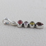 Natural Tourmaline With Multi Color Gemstone Silver Pendants