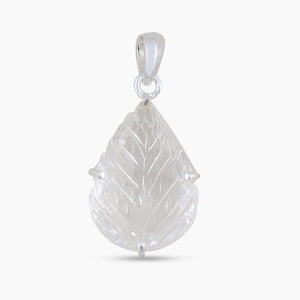 925 Silver Carving leaf Crystal Pendant