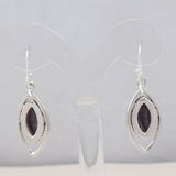 Natural Charoite Silver Earrings