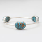 Blue Copper Turquoise Silver Bangles