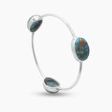 Blue Copper Turquoise Silver Bangles