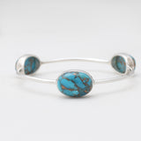Blue Copper Turquoise Silver Bangles