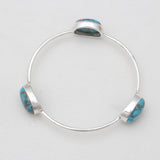 Blue Copper Turquoise Silver Bangles