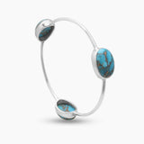 Blue Copper Turquoise Silver Bangles
