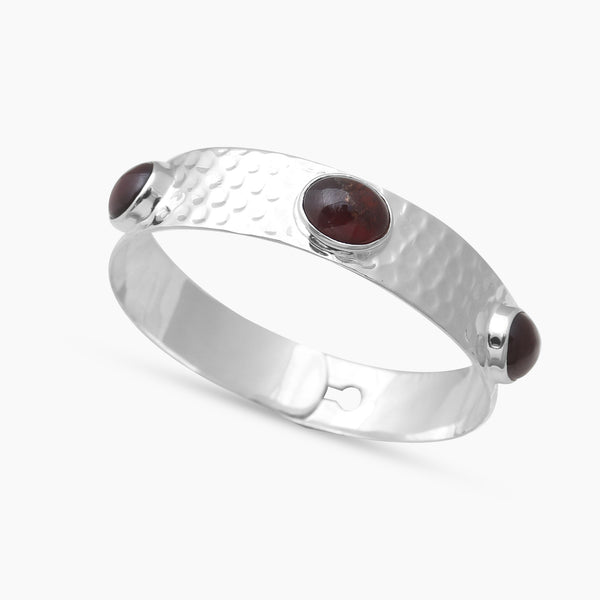 Hessonite Silver Cuff Bangles