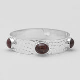 Hessonite Silver Cuff Bangles