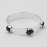 Hessonite Silver Cuff Bangles