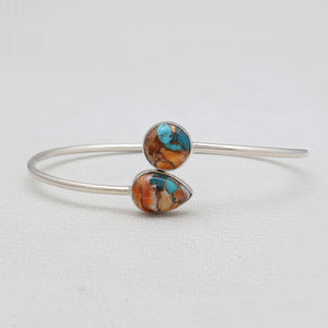 Turquoise Spiny Oyster Silver Cuff Bangles