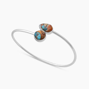 Turquoise Spiny Oyster Silver Cuff Bangles