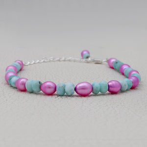 Larimar & Pearl Beads Bracelet