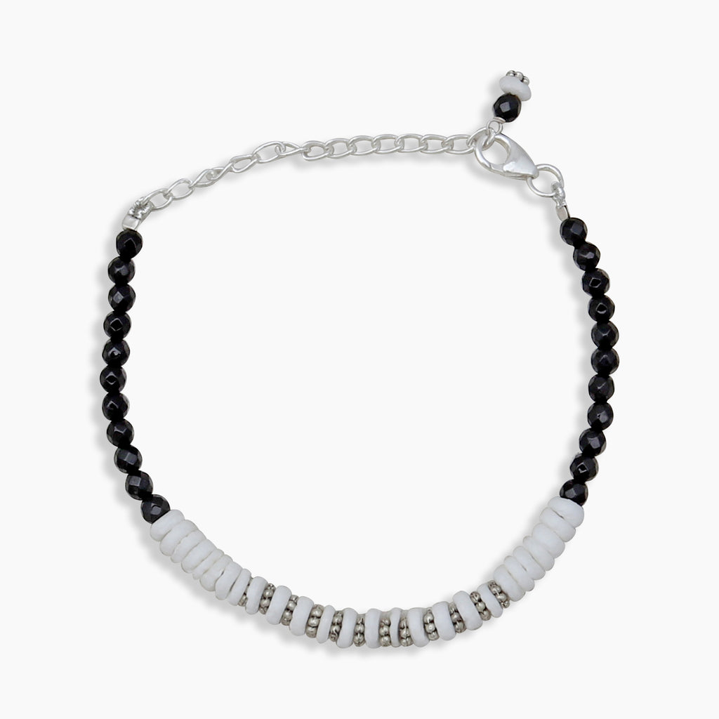 Black Onyx & Abstrace Beads Bracelets