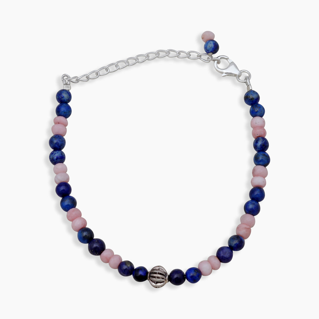 Lapis & Pink Opal Beads Bracelet