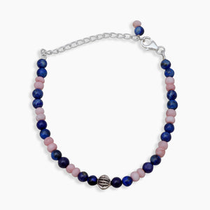 Lapis & Pink Opal Beads Bracelet