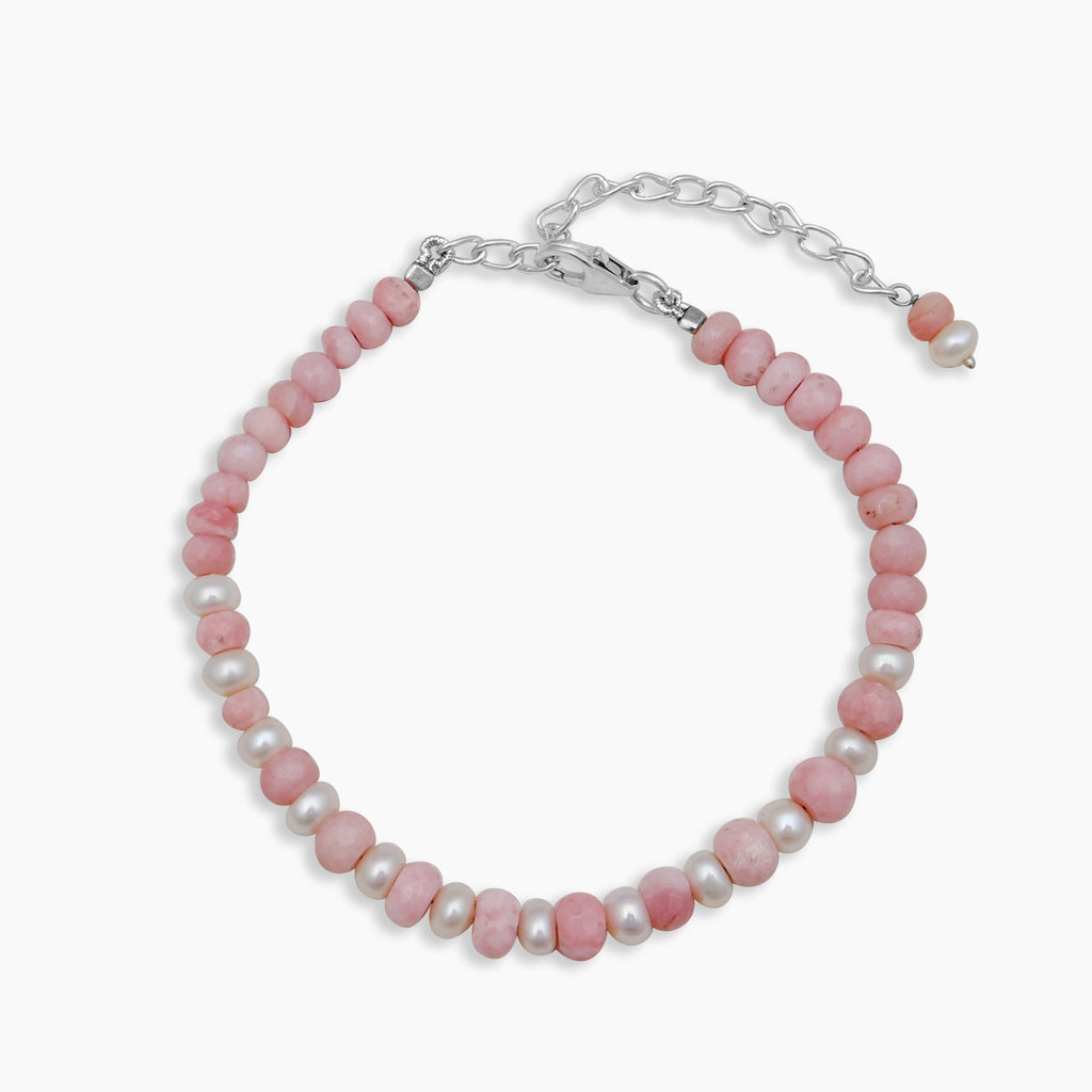 Pink Opal & Pearl Beads Bracelets