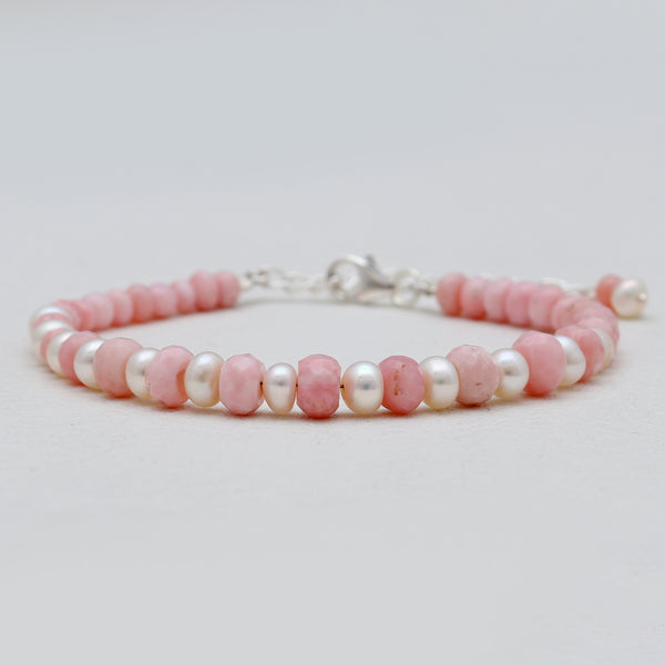Pink Opal & Pearl Beads Bracelets