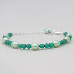 Green Onyx & Pearl Beads Bracelet