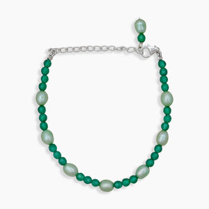 Green Onyx & Pearl Beads Bracelet