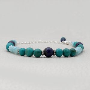 Lapis 'Larimar ' Turquoise Beads Bracelet