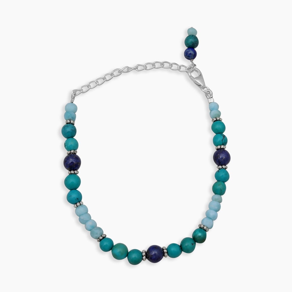 Lapis 'Larimar ' Turquoise Beads Bracelet