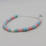 Larimar' Pink Opal' Pearl Beads Bracelet