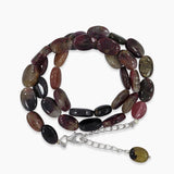 Natural Oval Cabochon Multi-Color Tourmaline Beads Necklace