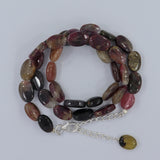 Natural Oval Cabochon Multi-Color Tourmaline Beads Necklace