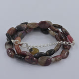 Natural Oval Cabochon Multi-Color Tourmaline Beads Necklace