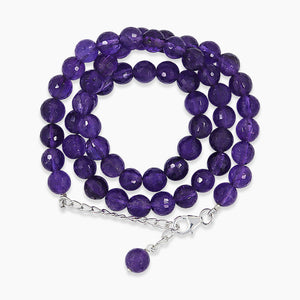 Amethyst Checker Cut Beads Necklace