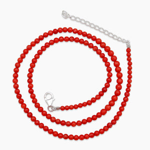 Red Coral Beads Silver Necklaces