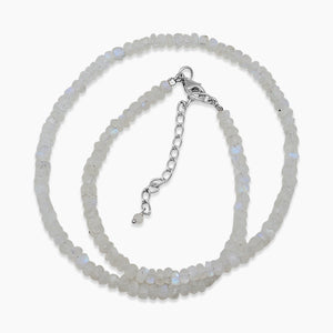 Rainbow Moonstone Silver Beads Necklaces