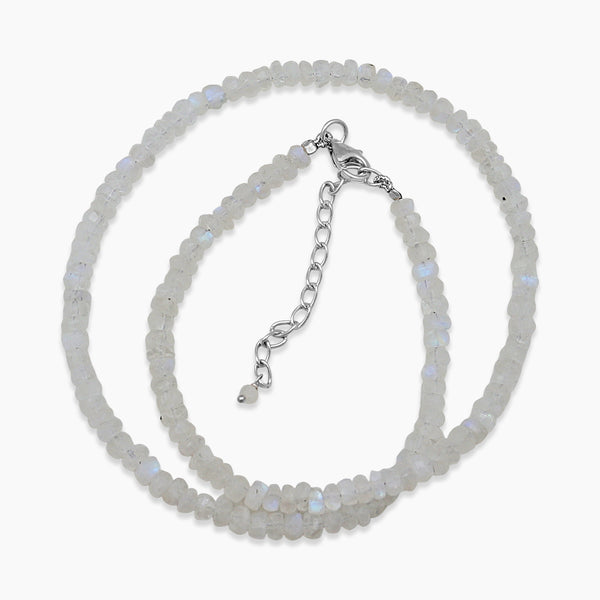 Rainbow Moonstone Silver Beads Necklaces