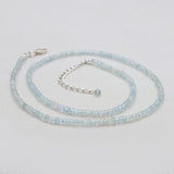 Blue Aquamarine Silver Beads Necklaces