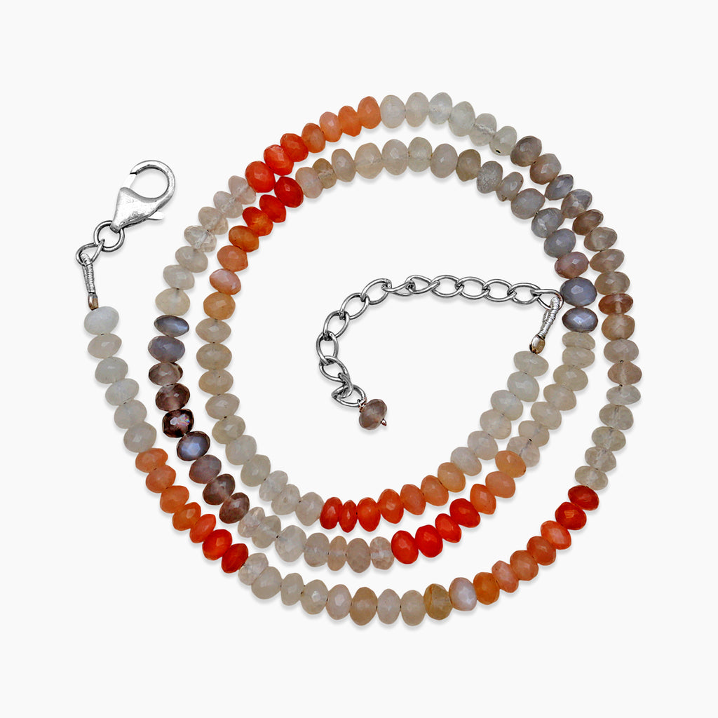 Moonstone Beads Silver Necklaces