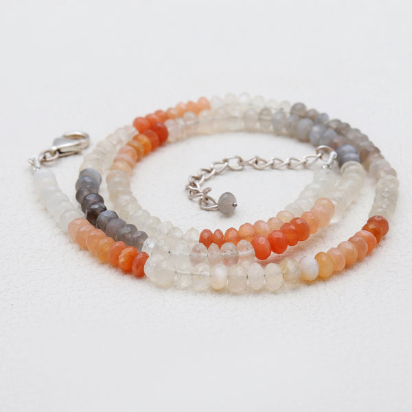 Moonstone Beads Silver Necklaces