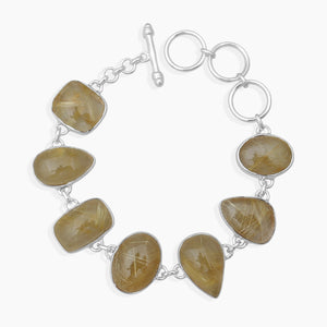Rutilated Quartz Silver Bracelets