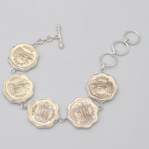 Indian Ashoka Emblem Silver Coin Bracelets