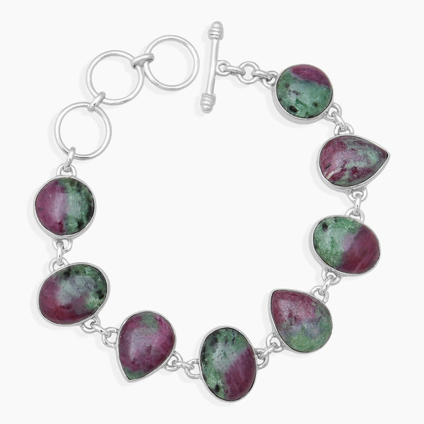 Ruby Zoisite Silver Bracelets