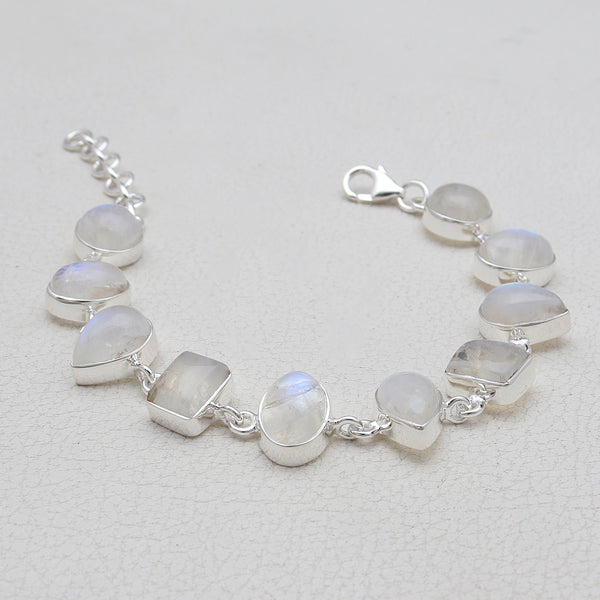925 Silver Rainbow Moonstone Bracelets