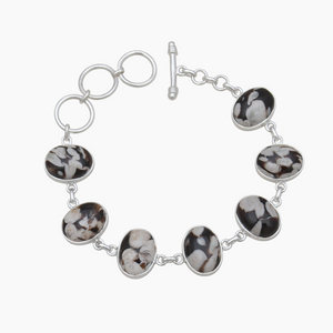 Peanut Wood Jasper Silver Bracelets