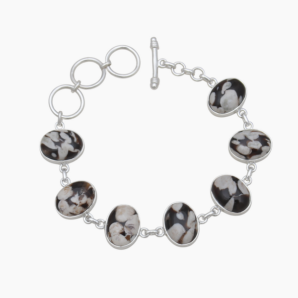 Peanut Wood Jasper Silver Bracelets