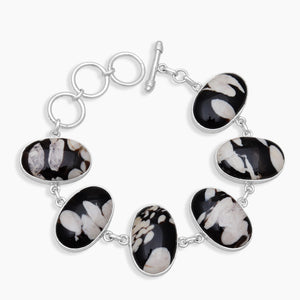 925 Silver Peanut Wood Jasper Bracelets