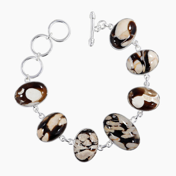 925 Silver Peanut Wood Jasper Bracelets