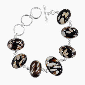 925 Silver Peanut Wood Jasper Bracelets