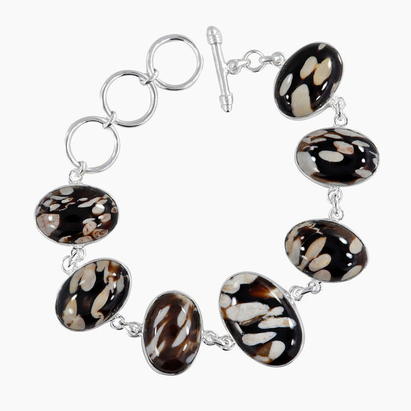 925 Silver Peanut Wood Jasper Bracelets