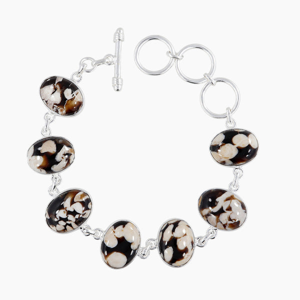 Peanut Wood Jasper Silver Bracelets