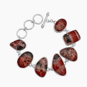 Tire Track Jasper Silver Bracelets