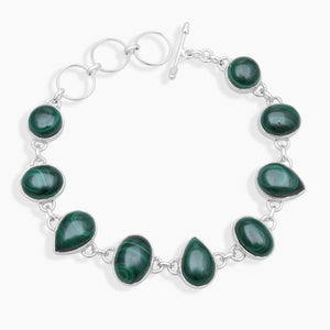 925 Sterling Silver Green Malachite Bracelets