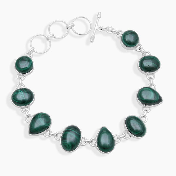 925 Sterling Silver Green Malachite Bracelets